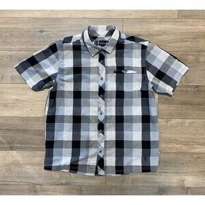 Smartwool Shirt Mens Medium Plaid Short Sleeve Button Up Merino Wool Blend Camp